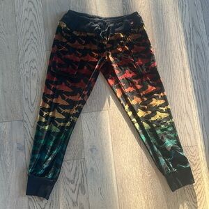 Aviator nation, rainbow velvet shark sweatpants. Ombre velour pants jogger small